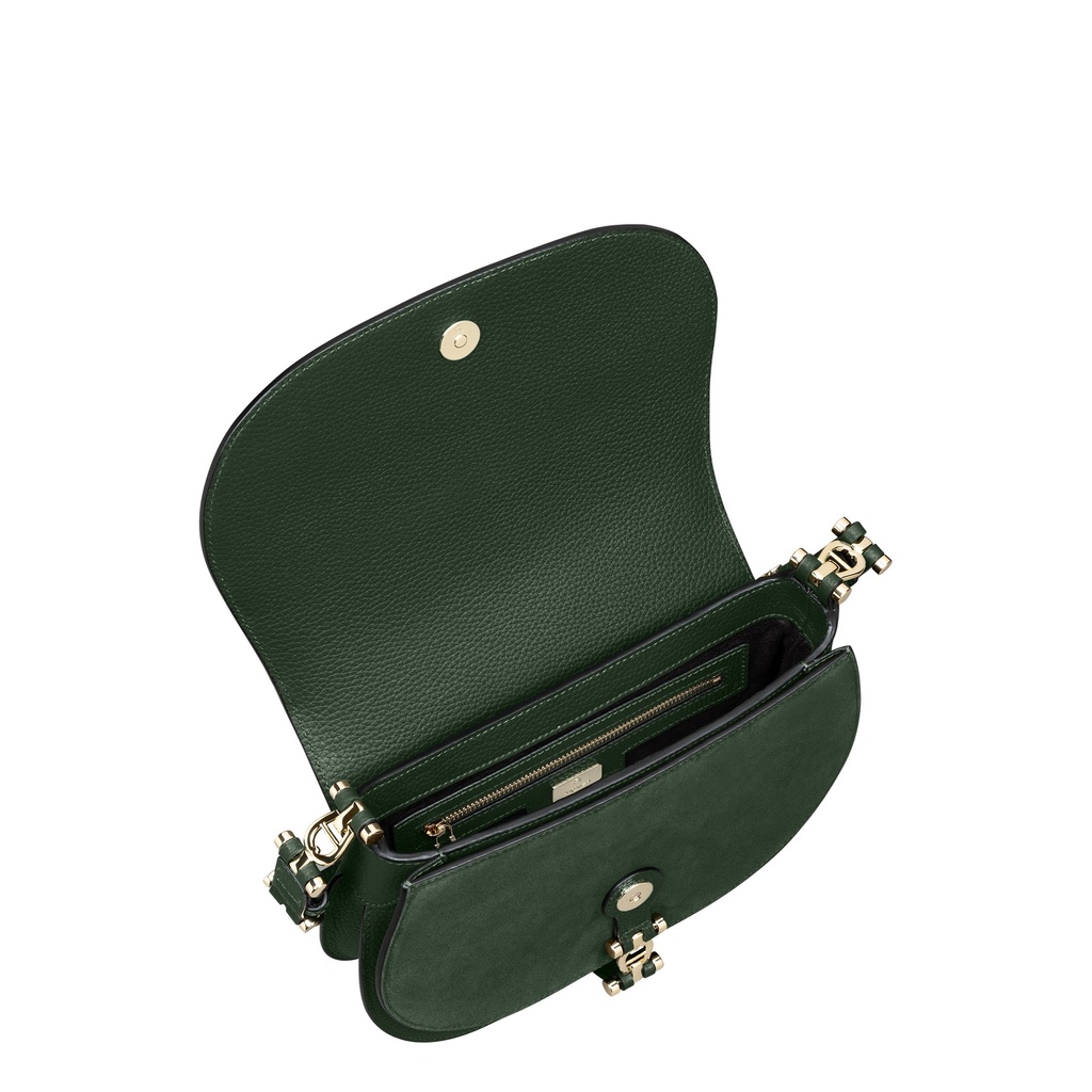 DELIA Crossbody Bag M suede, hunter green