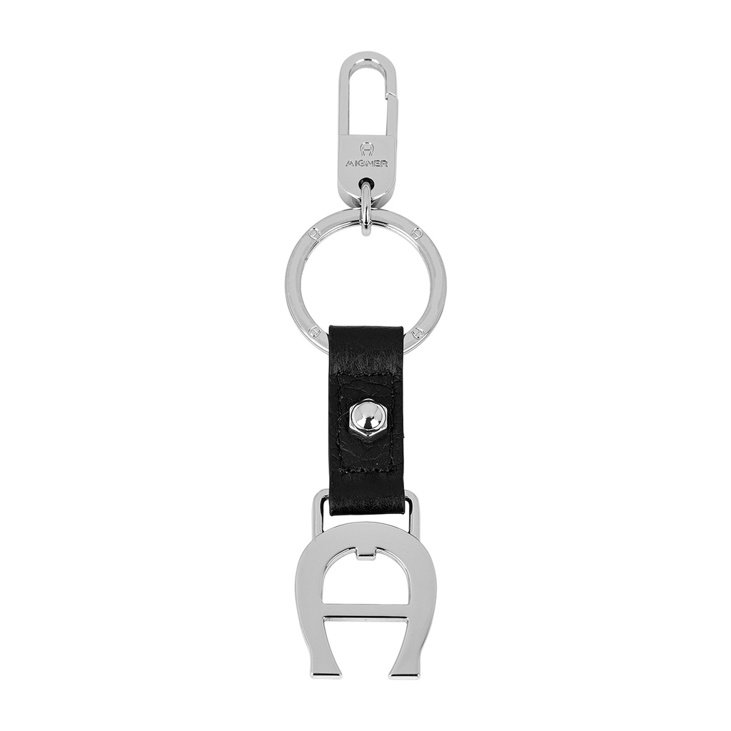 FASHION Leather Keyring - A Logo, black